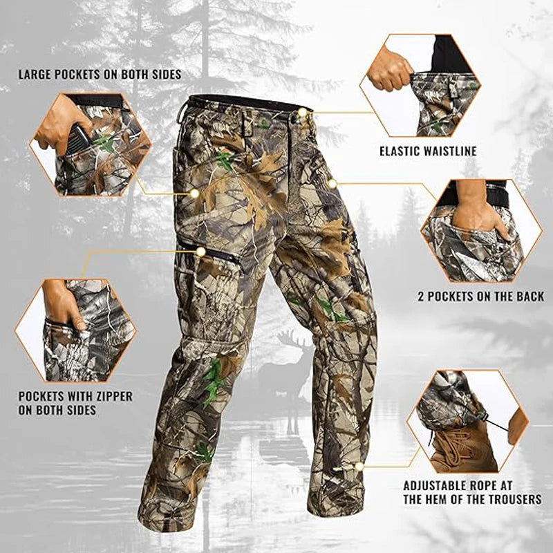 Quiet Hunting Suit - Camouflage Softshell Hoodie Jacket & Pants for Men | StriveRiseFit