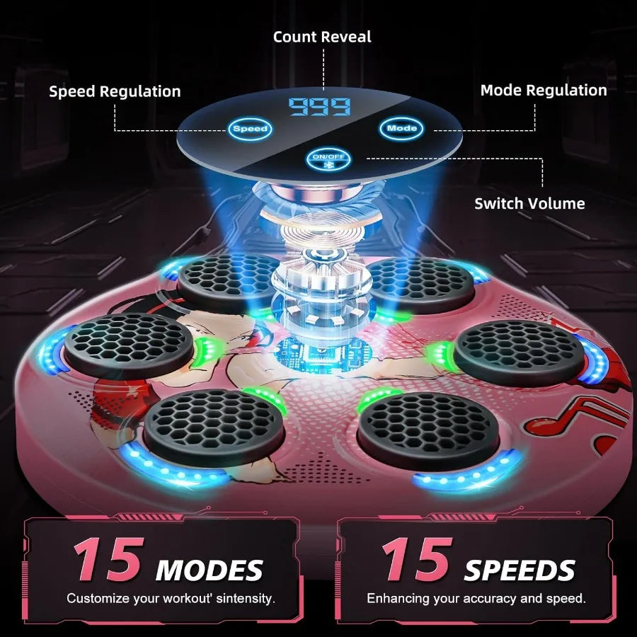 Wall Mounted Music Boxing Machine with LED Electronic Focus Training for Teens and Adults Interactive Workout Equipment
