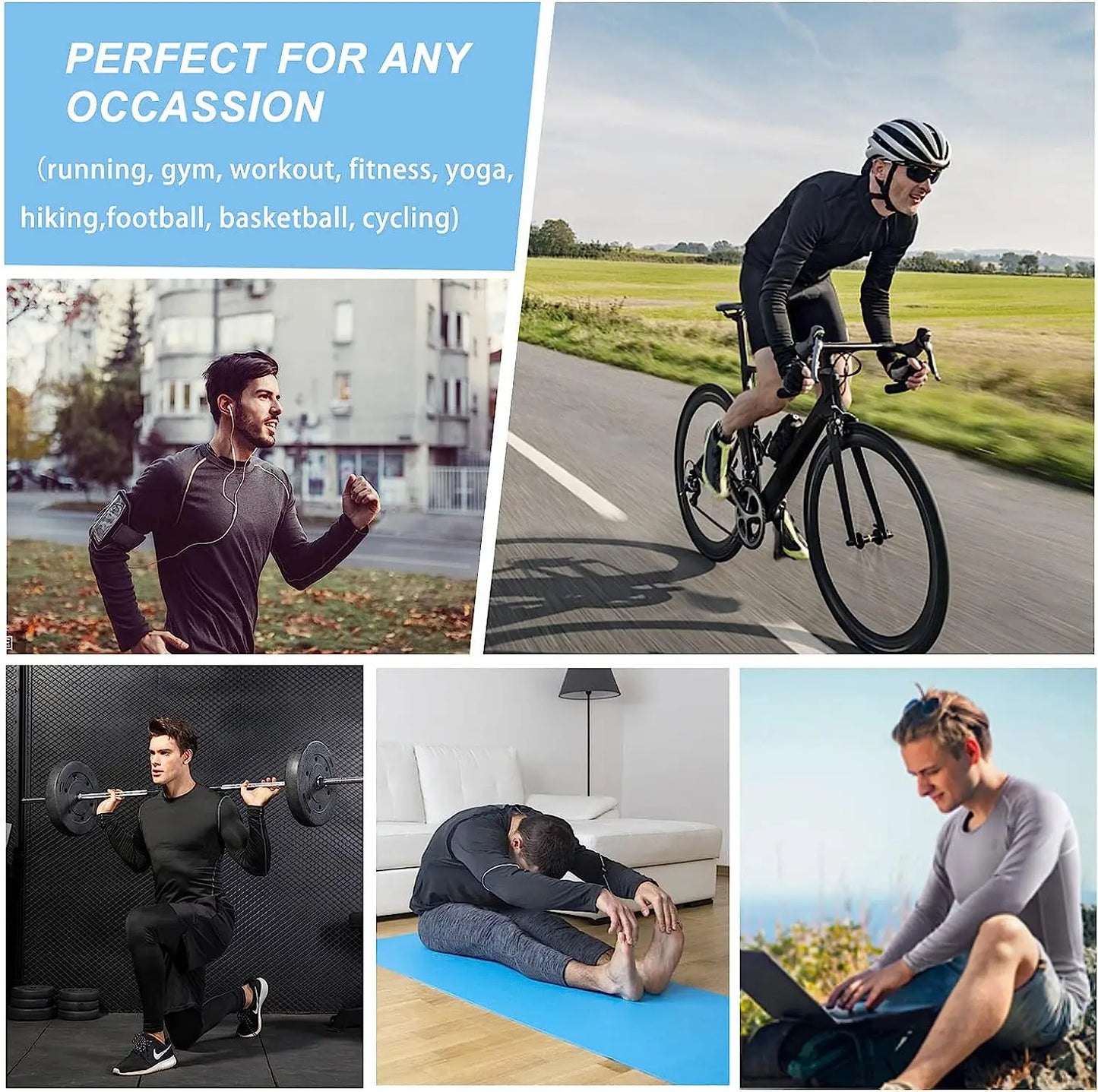Unisex ~ Men or Woman ~ Compression Shirts Longs Sleeve Workout Gym T-Shirt Running Tops Cool Dry Sports Base Layer Athletic Undershirts