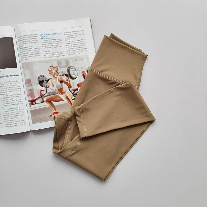 Women's High-Waist Yoga Exercise Pants Tight Fitting High Elasticity Gauntlet Line Nude Feeling Hip Lifting Gym Trousers