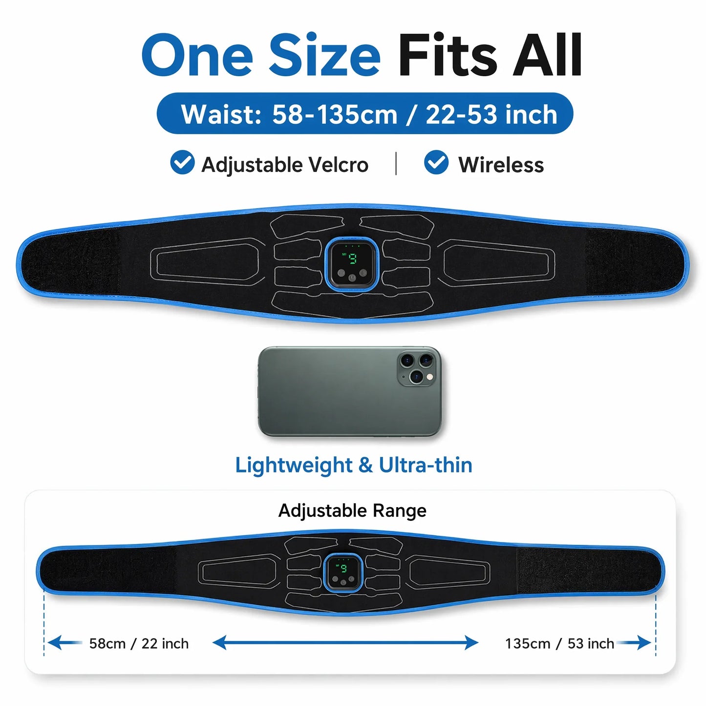 EMS Abdominal Muscle Trainer Belt | 6 Modes, 9 Levels, No Gel | StriveRiseFit