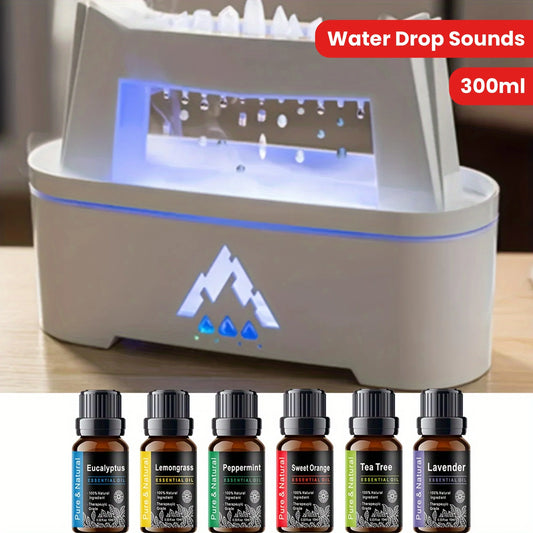 Aroma Diffuser Cloud Rain Humidifier Essential Oil Diffuser Light Rain Drop Sounds Flame/Blue