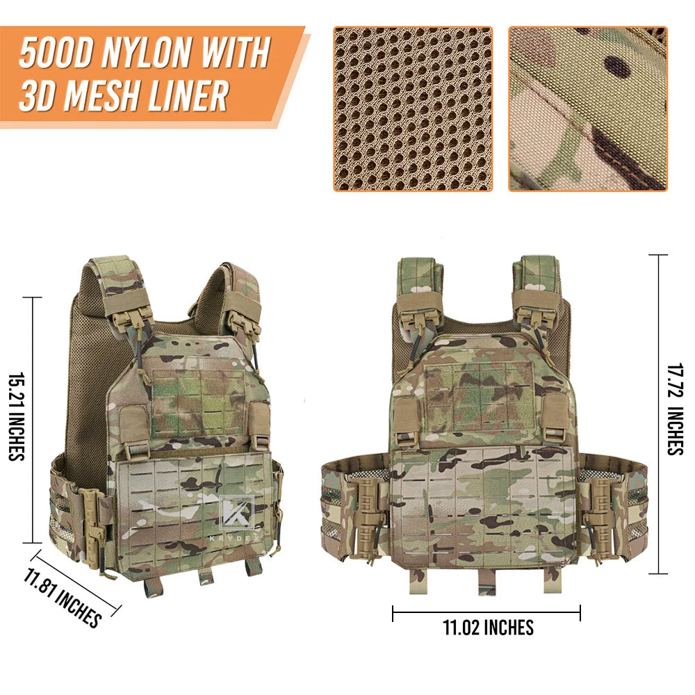 KRYDEX Tactical Vest - Molle Plate Carrier with Quick Release - StriveRiseFit