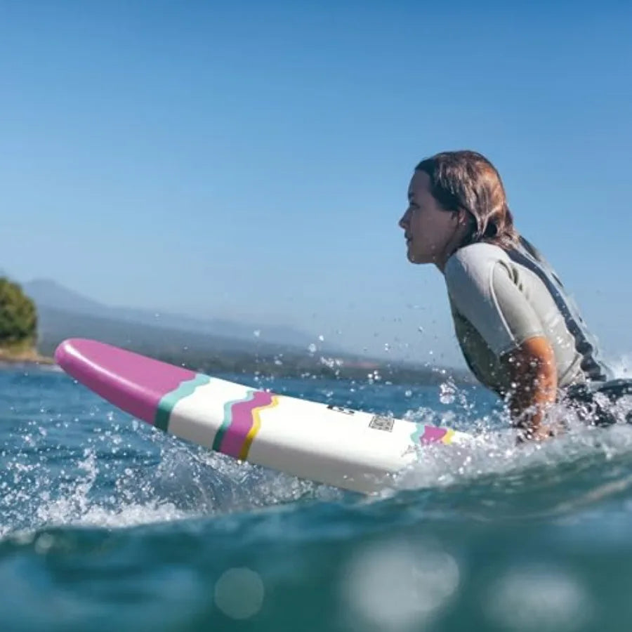6ft Foam Funboard Surfboard with 3 Fins Leash & Wood Stringers for Beginner & Intermediate | StriveRiseFit