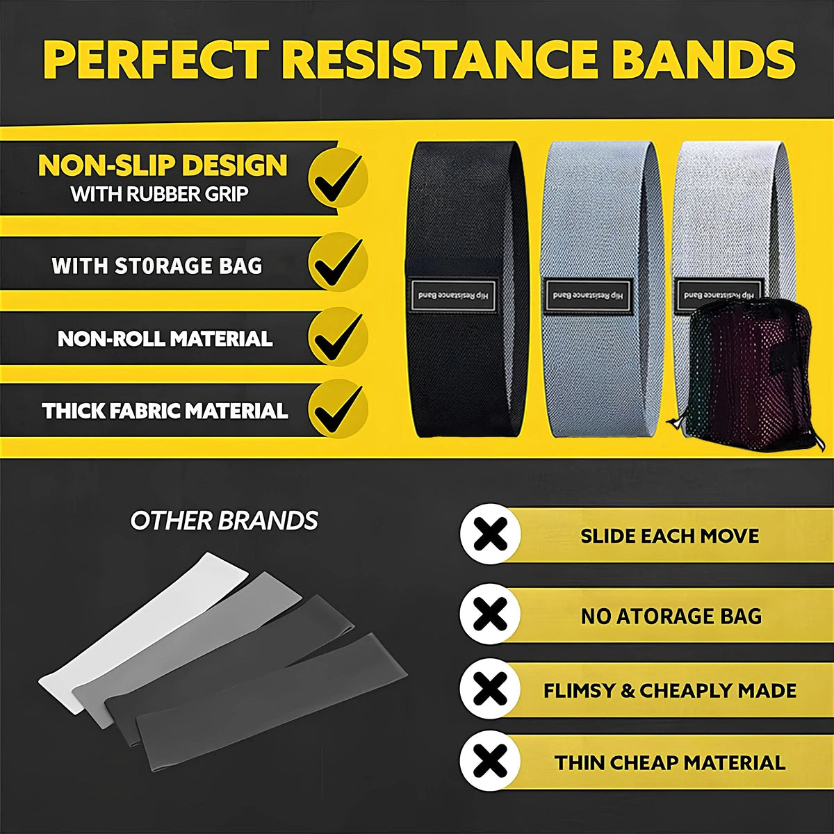 Latex Resistance Bands for Legs & Hips, Yoga & Squat Training with Storage Bag | StriveRiseFit