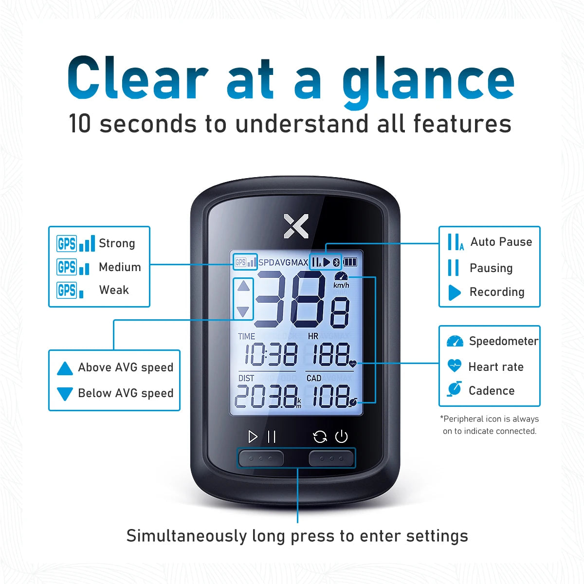 XOSS G+ GPS Bike Computer | Quad-Satellite, IPX7, Strava Sync, Barometer, 25-Day Battery