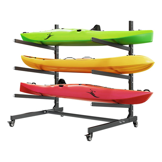 Freestanding Kayak Storage Rack with Lockable Wheels | 2, 3, 4 & 6 Kayaks | StriveRiseFit