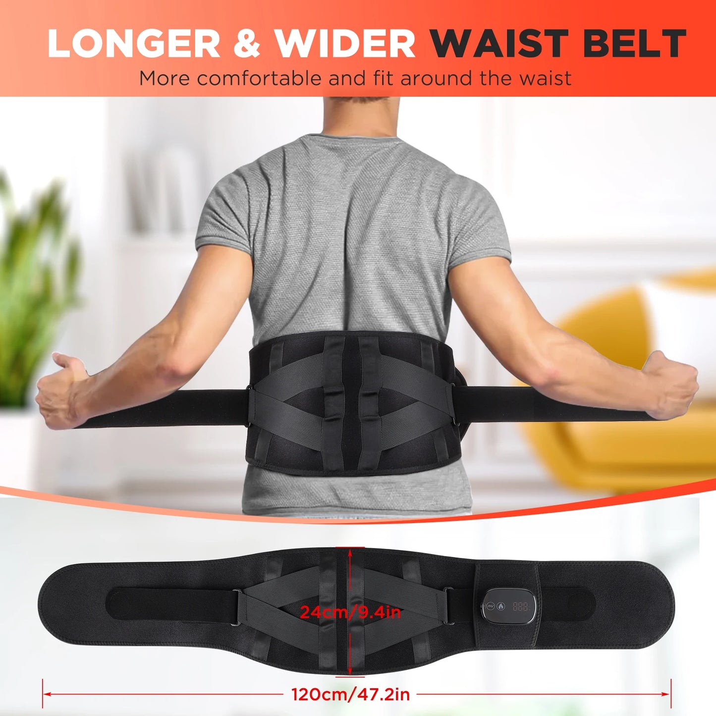 PASTSKY Electric Heating Waist Massager Belt, Vibration & Hot Compress, 5000mAh | StriveRiseFit