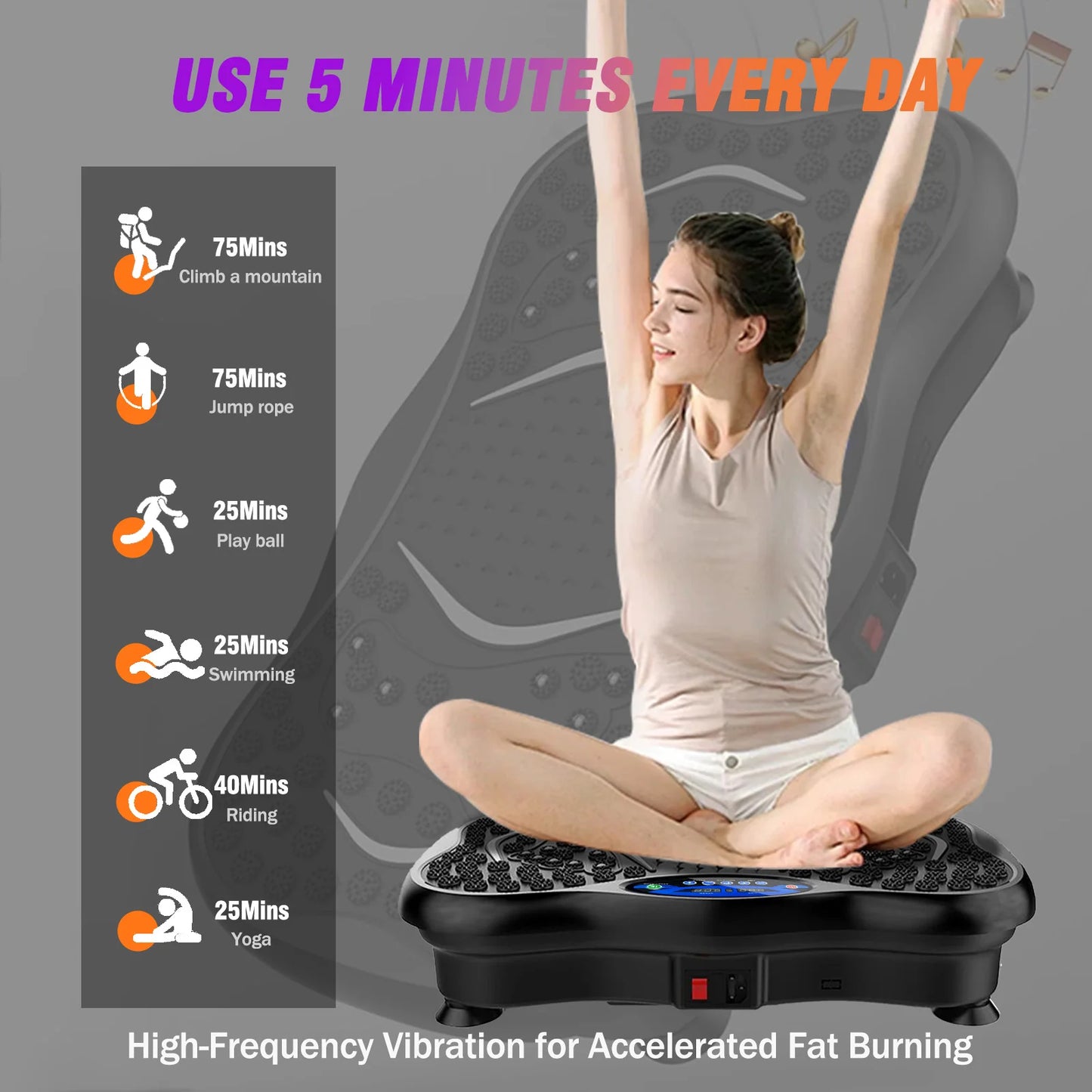 Vibration Plate Exercise Machine ~ Full Body Workout ~ Power Vibration Includes Resistance Bands ~ Fitness Equipment ~ Weight Loss