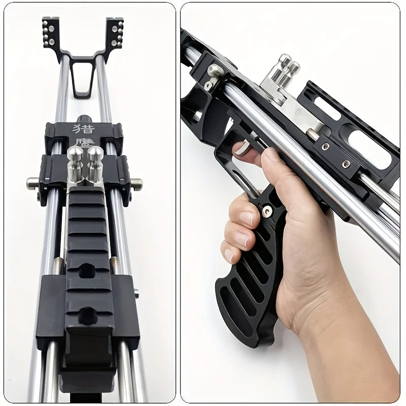 80LBS Telescopic Long Pole Slingshot Laser All Metal Powerful Shooting Hunting