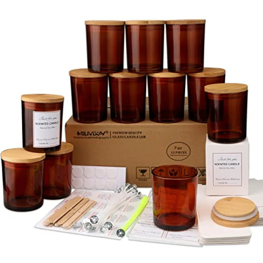 12-Pack 12 oz Glass Candle Jars with Lids, 5 Finishes | StriveRiseFit