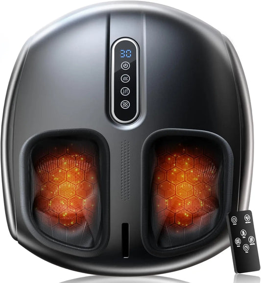 Heated Foot Massager | Kneading, Vibration & Air Compression, 4 Modes, Plantar Fasciitis Relief