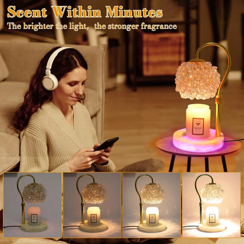 Electric Candle Lamp Warmer with RGB Mode, 312 K9  ~ Crystal Lampshade