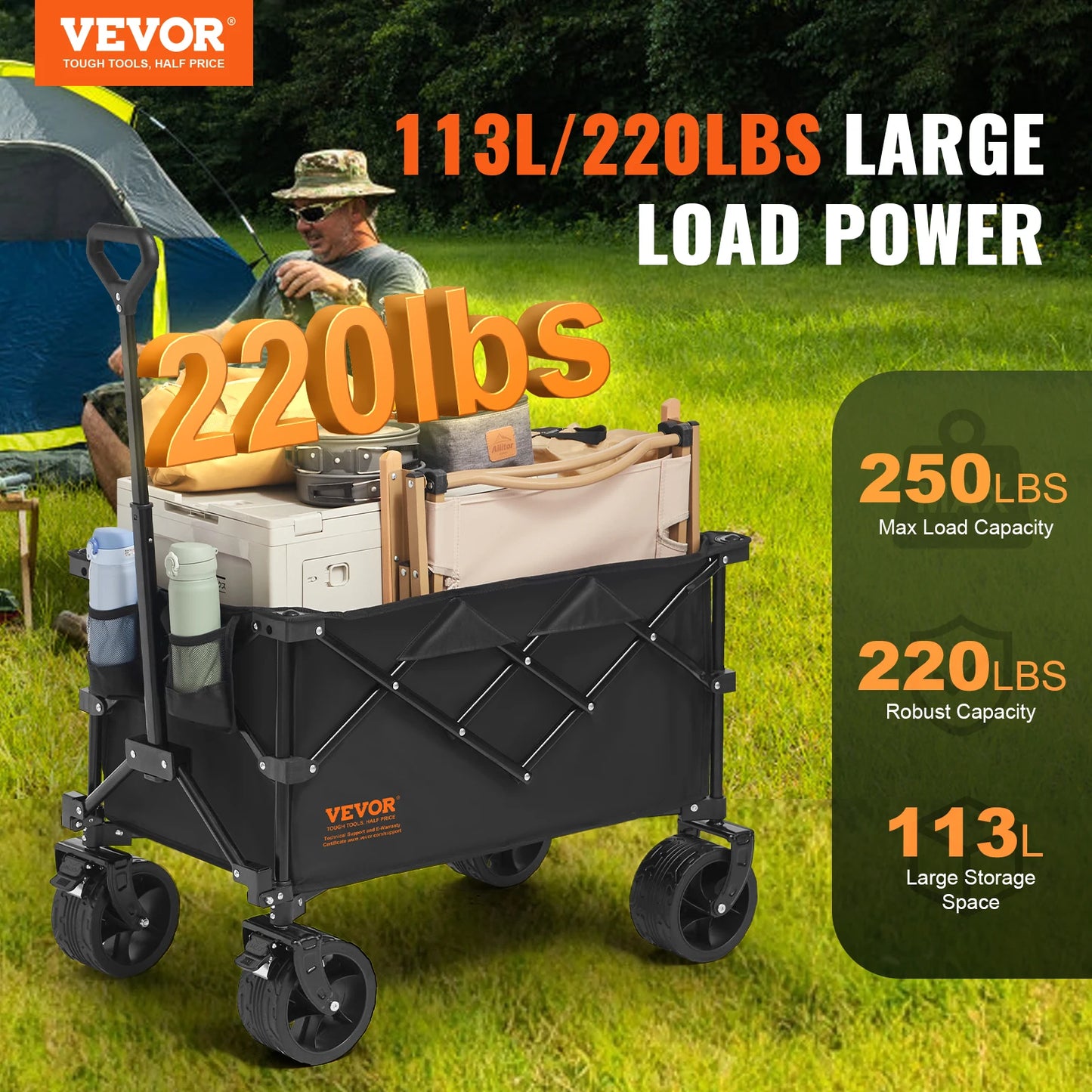 Collapsible Folding Wagon Cart with All-Terrain Wheels | StriveRiseFit