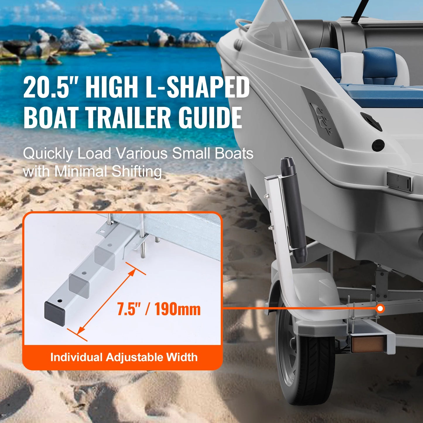 Boat Trailer Guide Poles 2-Pack | Adjustable Galvanized Steel with Rubber Rollers | StriveRiseFit