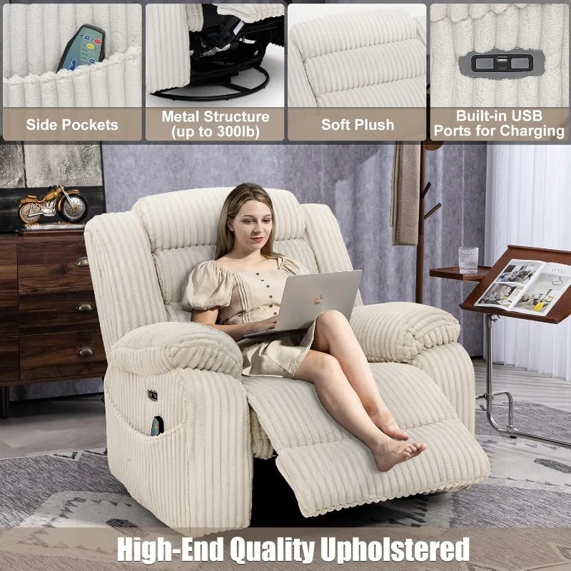 Power Recliner Chair with Massage & Heat - USB Charging | StriveRiseFit