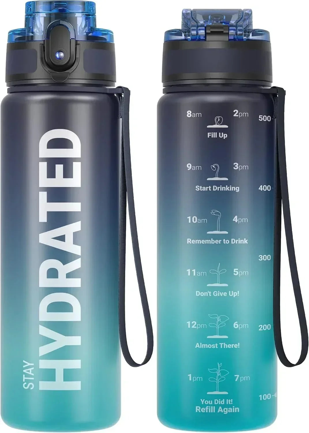 32oz Motivational Water Bottle - Leakproof Sports Bottle for Travel & Outdoor Activities