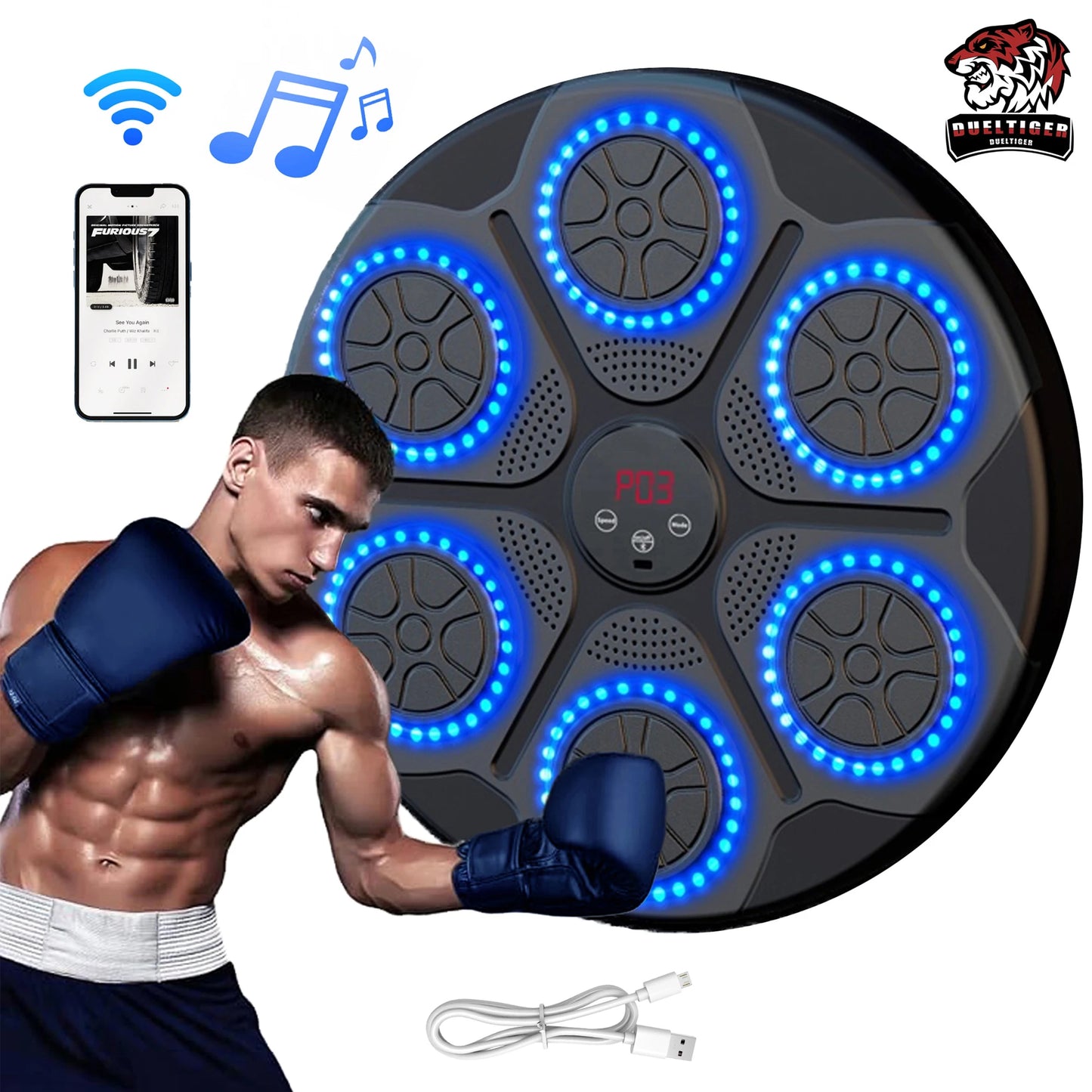 Smart Music Boxing Machine - Bluetooth Wall Mounted Boxing Trainer | StriveRiseFit.com