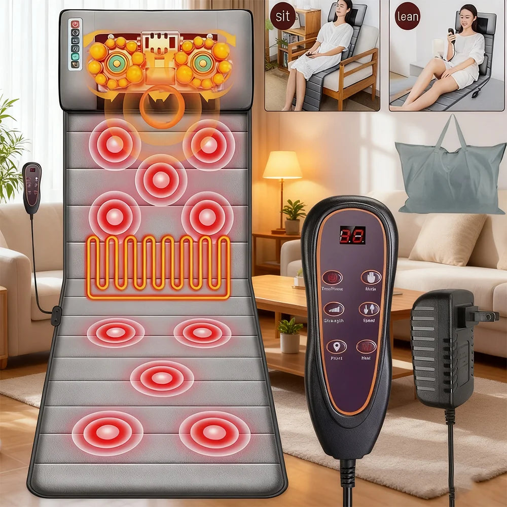Electric Full Body Massage Mat with Heating, Kneading & Vibration for Neck & Back | StriveRiseFit