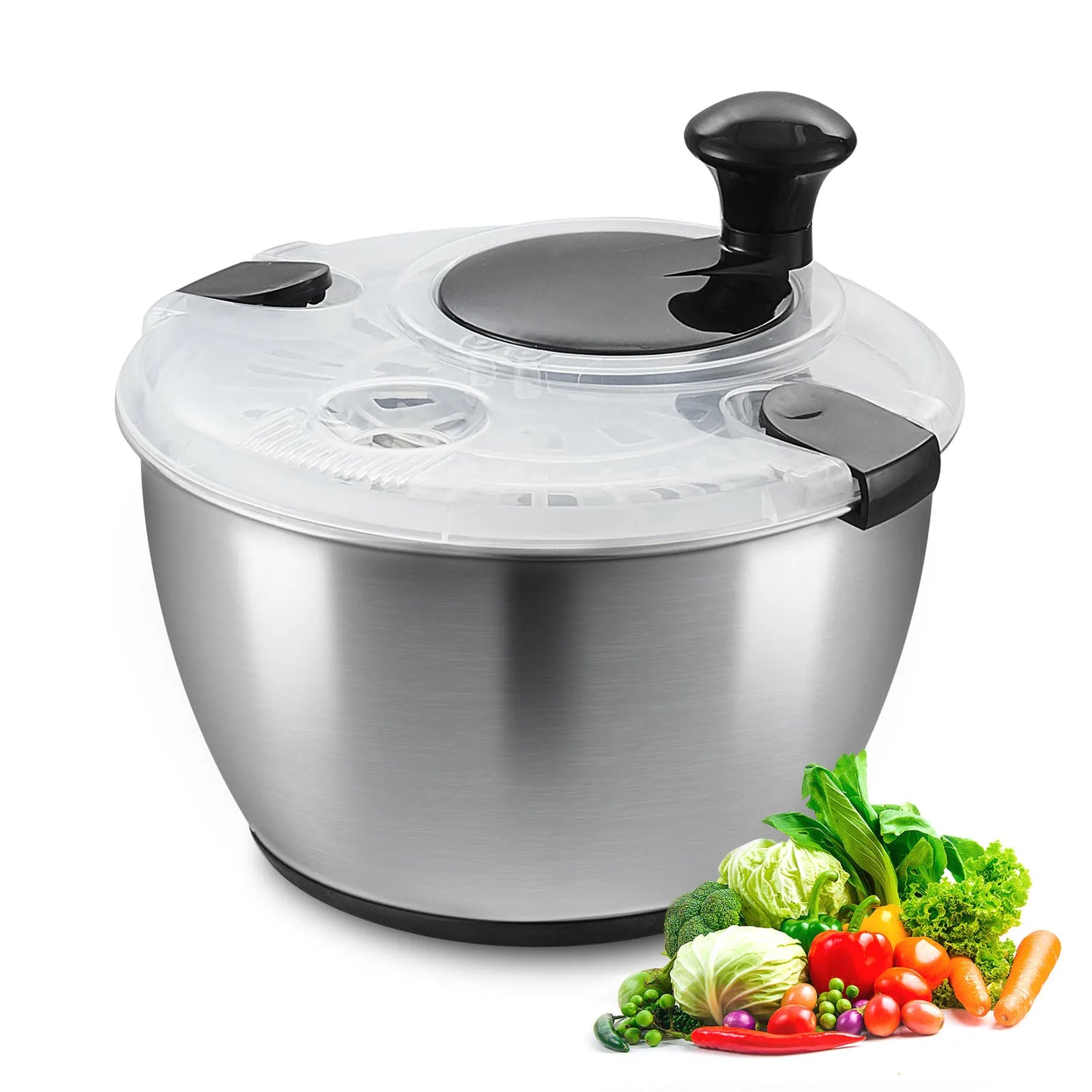 VEVOR Stainless Steel Salad Spinner 4.75Qt - Large Vegetable Dryer