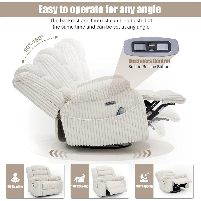 Power Recliner Chair with Massage & Heat - USB Charging | StriveRiseFit