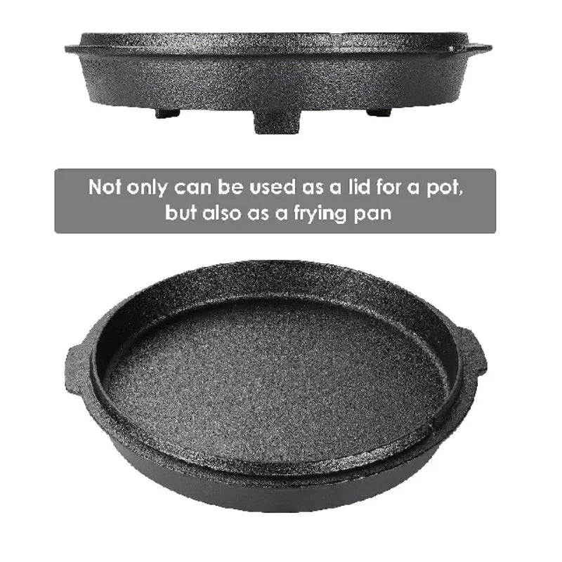 Cast Iron Dutch Oven | 5, 9 & 12.5 Qt Camping Pot with Lid Lifter — Outdoor Cooking, Stew & BBQ