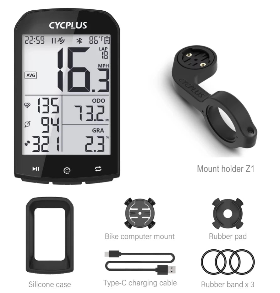 CYCPLUS M1 GPS Bike Computer Bluetooth 5.0 ANT+ Speedometer 2.9" IPX6 | StriveRiseFit