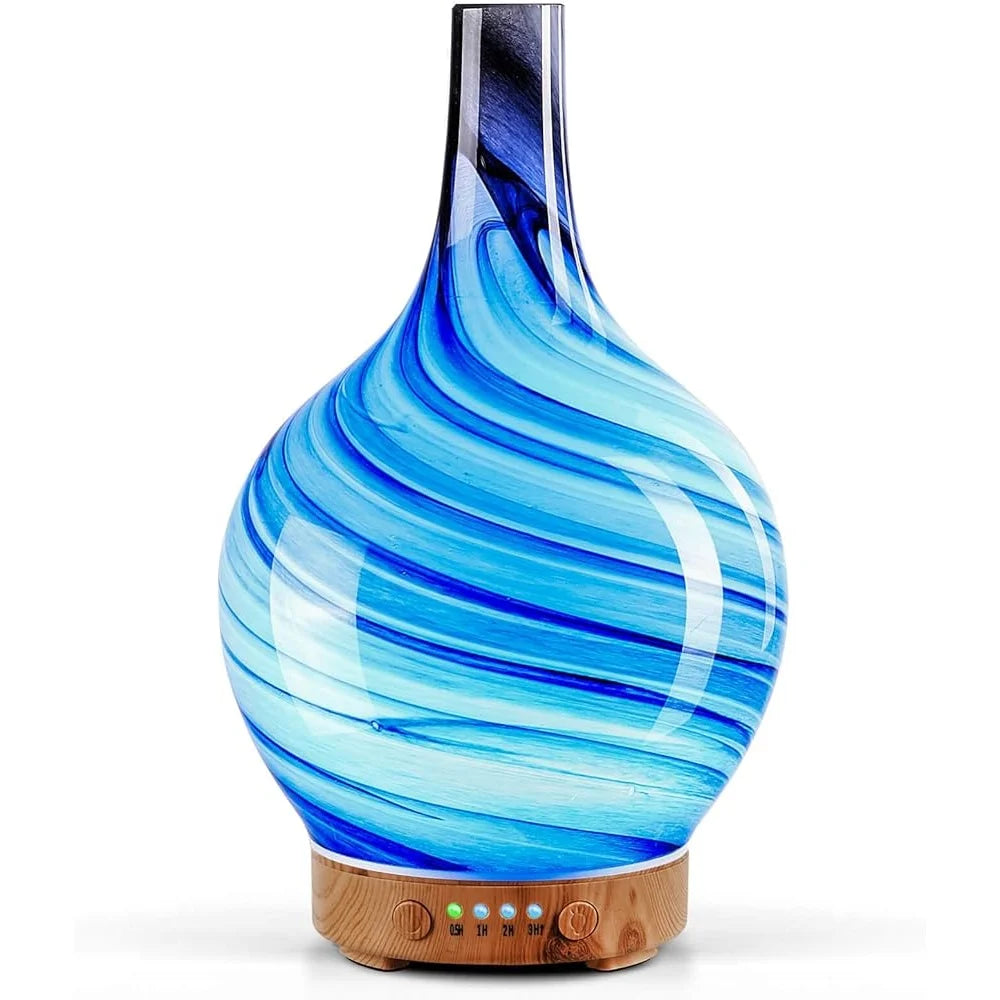 Aroma Diffuser Essential Oil Ultrasonic Humidifier Glass Handmade Mood Light Aromatherapy Cool Mist Air Purifier Relaxation Gift