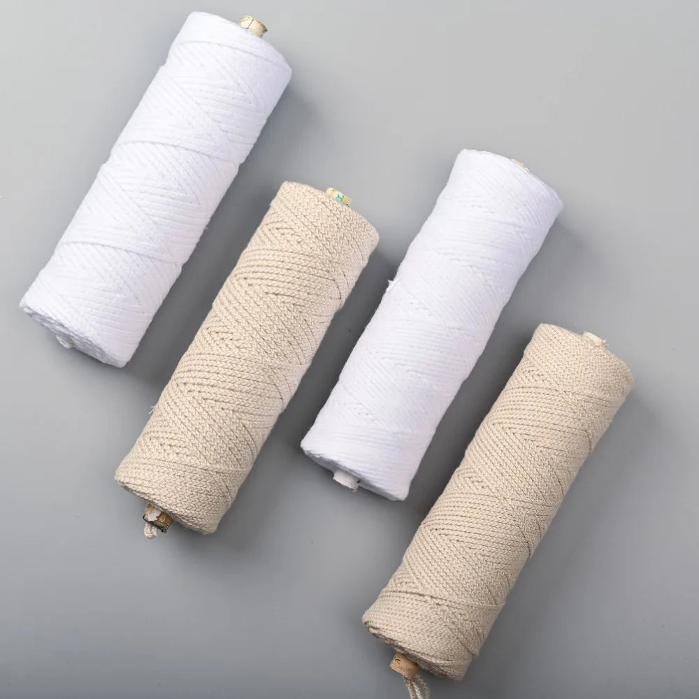100m Cotton Candle Wick Roll, Eco & Square Braid, Multiple Strand Sizes | StriveRiseFit
