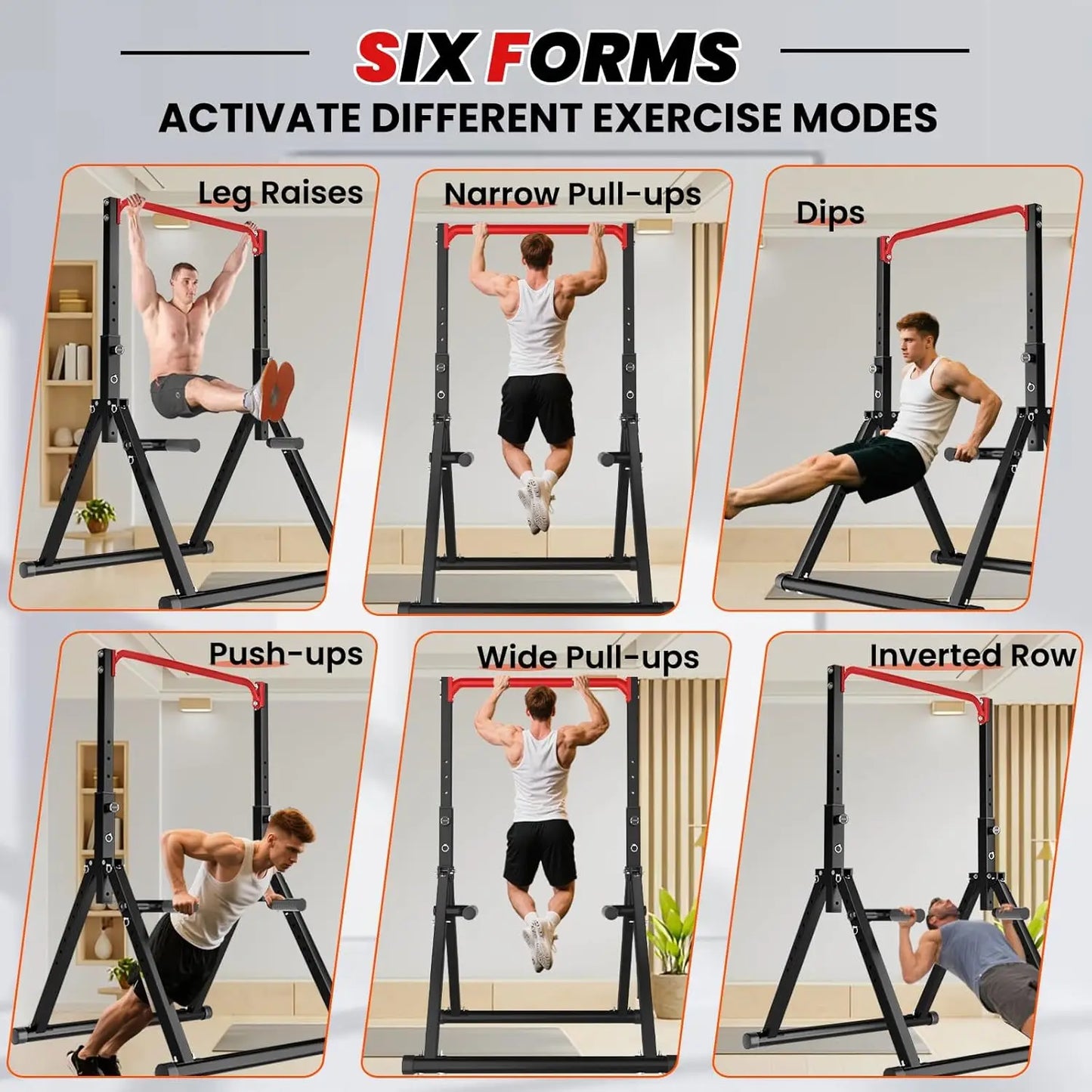 Foldable Power Tower Pull Up & Dip Station | 8 Height Adjustments, 700 LBS Capacity, Home Gym