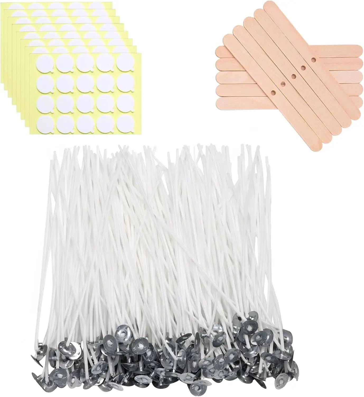 160-Piece Pre-Waxed Candle Wicks Kit with Stickers & Holders | StriveRiseFit