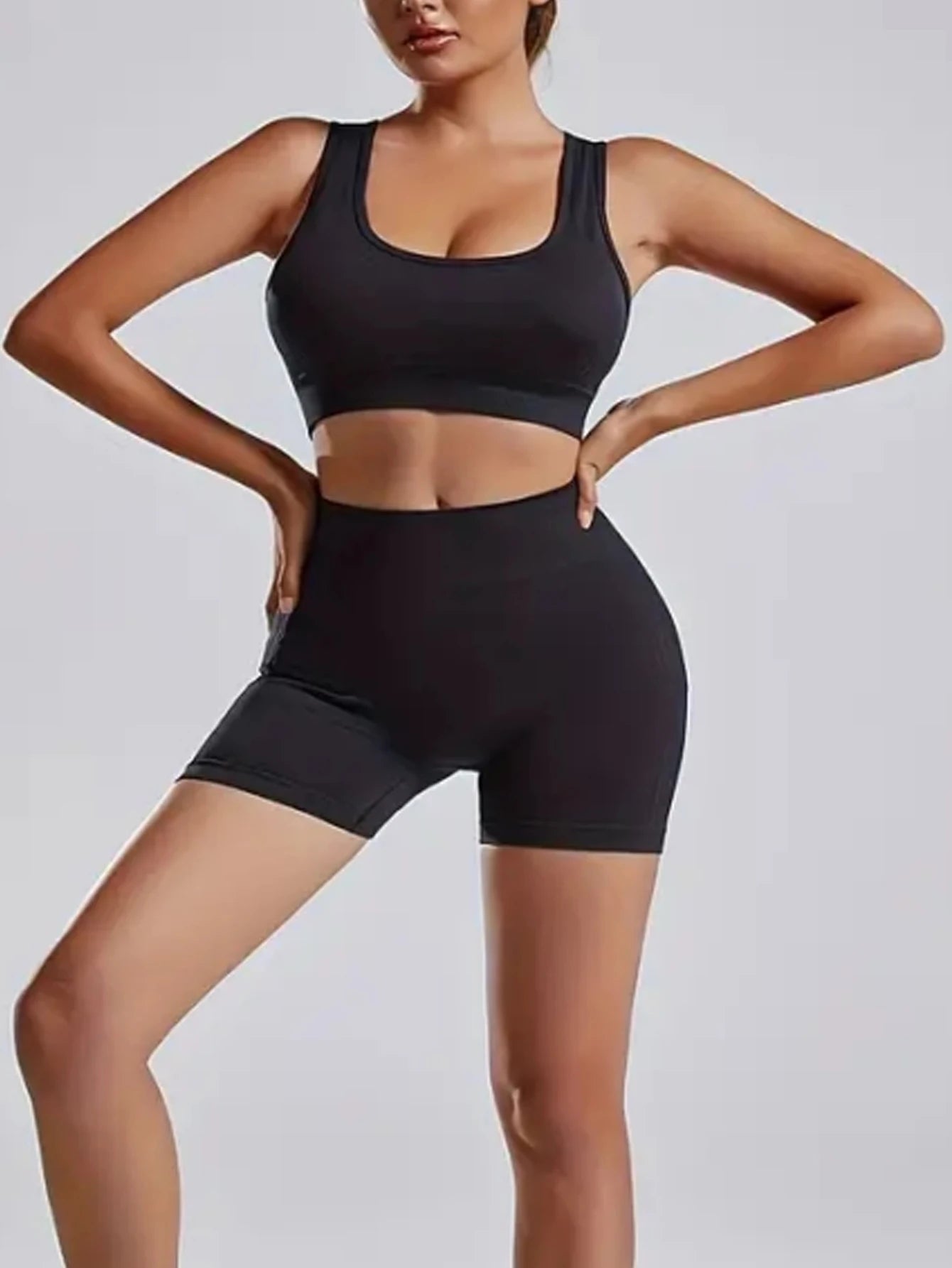 Women 2 Piece Workout  ~ Stretchy Sports Bra and High Waisted Seamless Workout Shorts ~  Sets ~ Gym Clothes