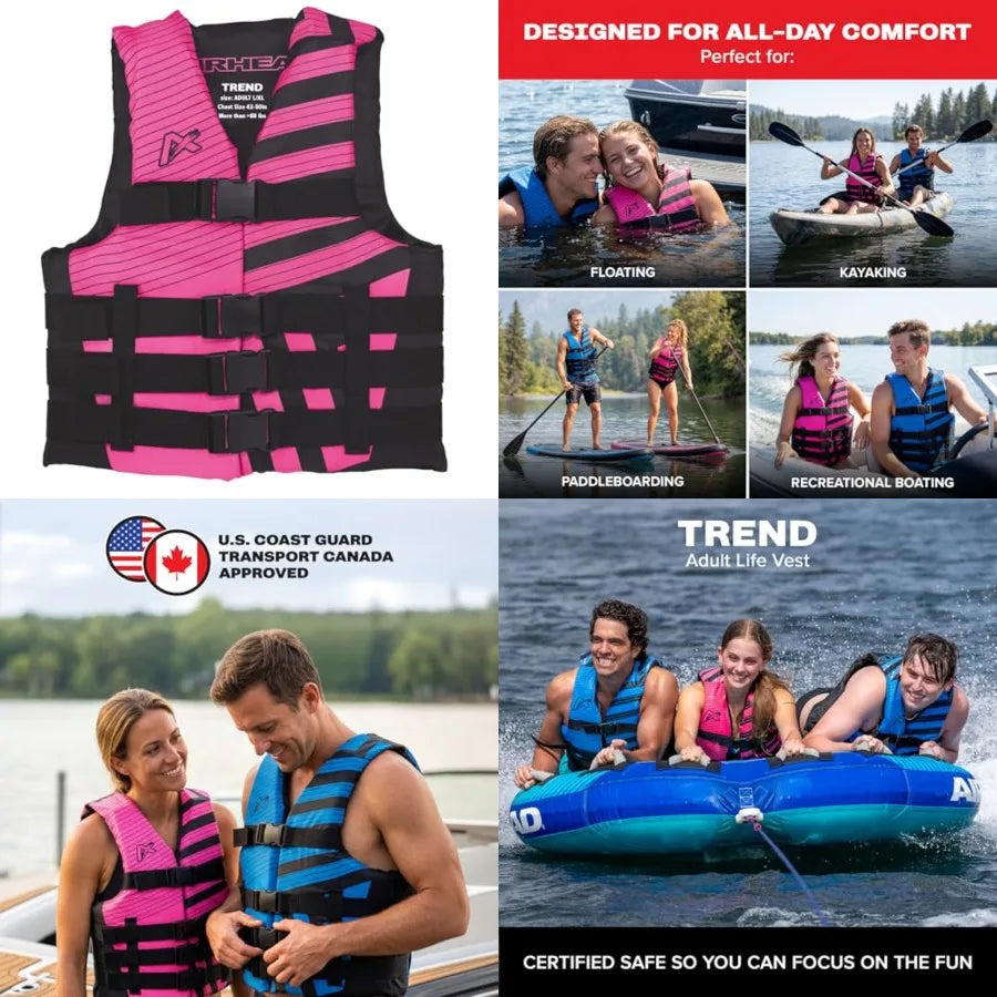 USCG Approved Life Jacket for Adults Youth & Kids Watersports Vest Boating Tubing | StriveRiseFit