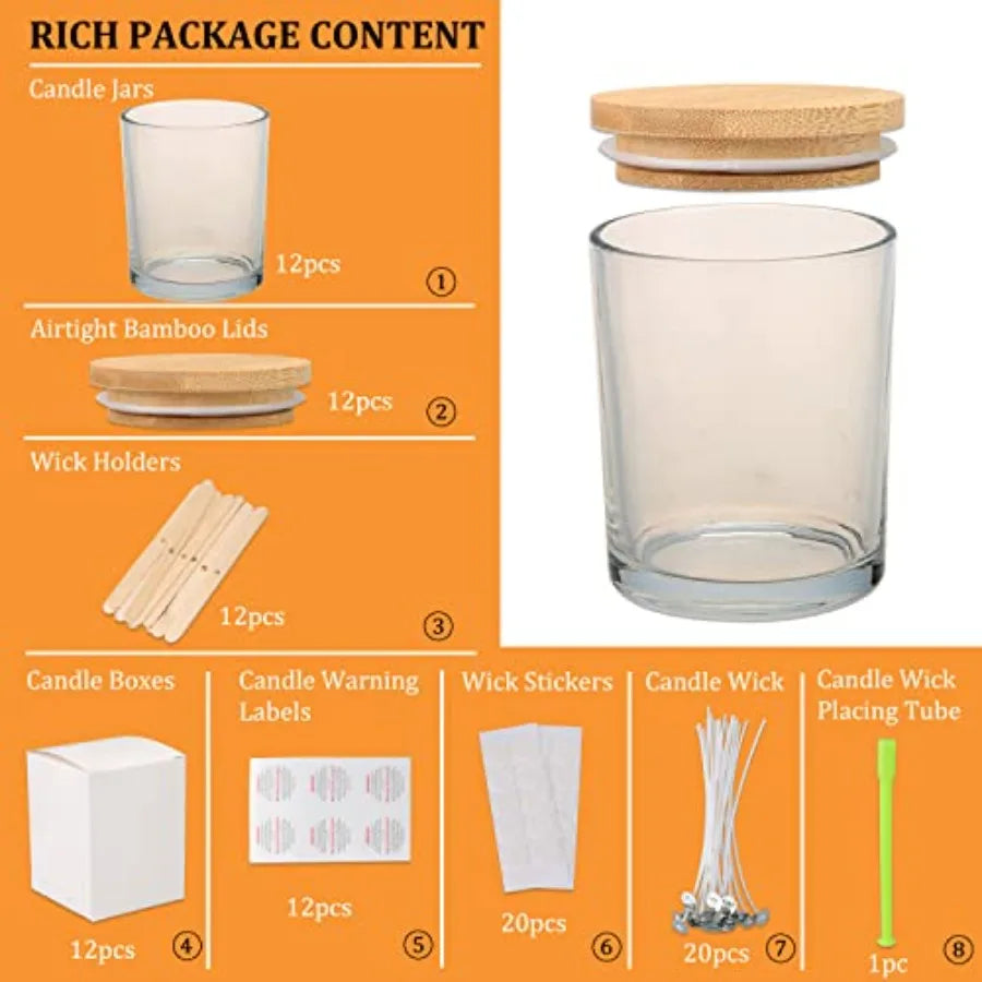 12-Pack 12 oz Glass Candle Jars with Lids, 5 Finishes | StriveRiseFit