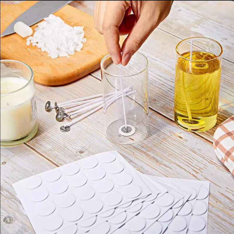 Candle Wick Stickers, 100-Pack Heat-Resistant Double-Sided Adhesive | StriveRiseFit