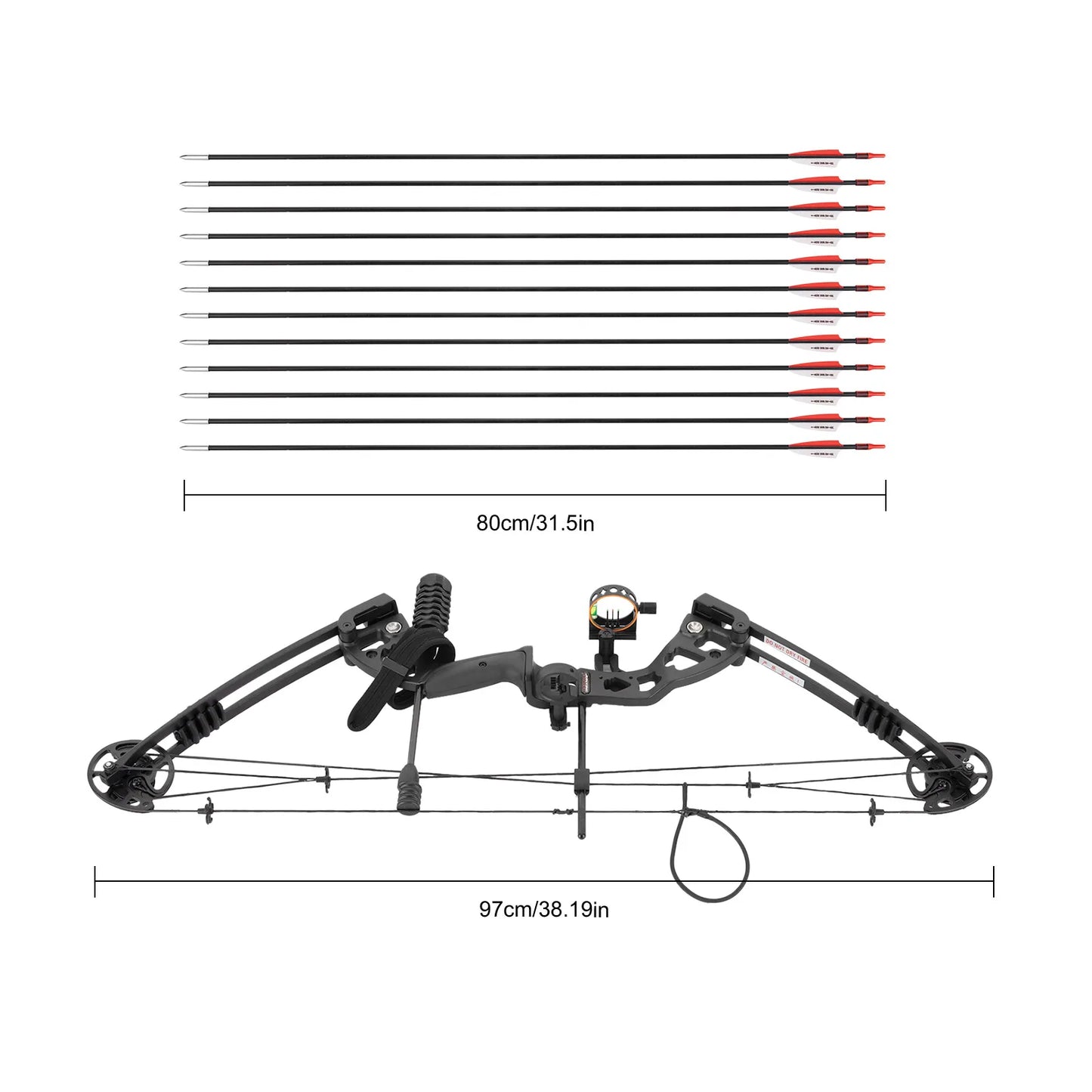 30-55 lbs Adult Compound Bow Complete Set - Adjustable Draw, 3-Pin Sight, 12 Arrows