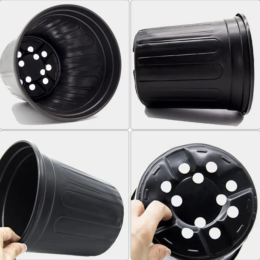 1-Gallon Plastic Nursery Pots | 100-Pack | Drainage Holes | Flexible & Stackable | StriveRiseFit