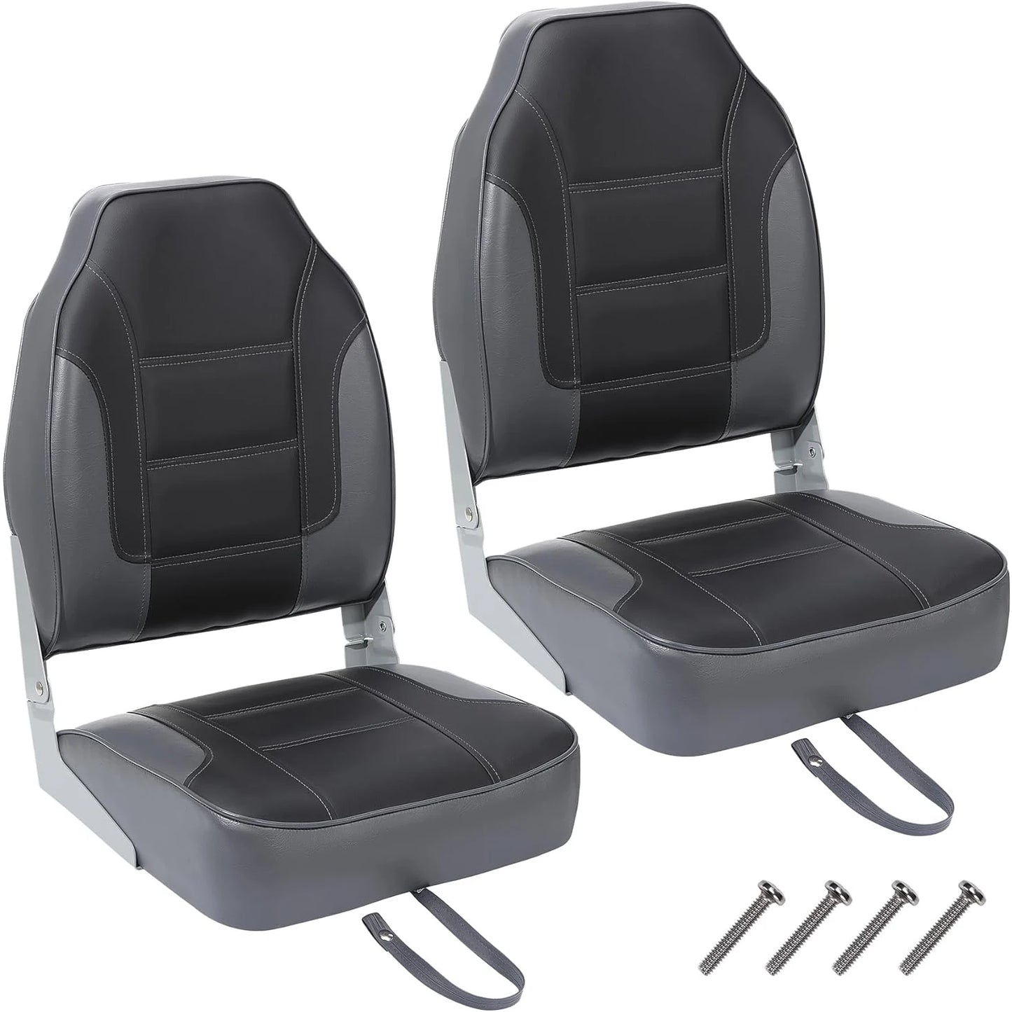 2-Pack High Back Folding Boat Seats — Marine-Grade Vinyl, HD Foam | StriveRiseFit
