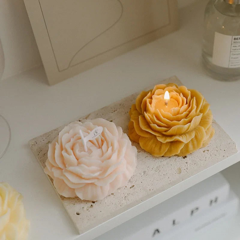 3D Peony Flower Shaped Scented Soy Wax Candle Gift 7 Scents | StriveRiseFit