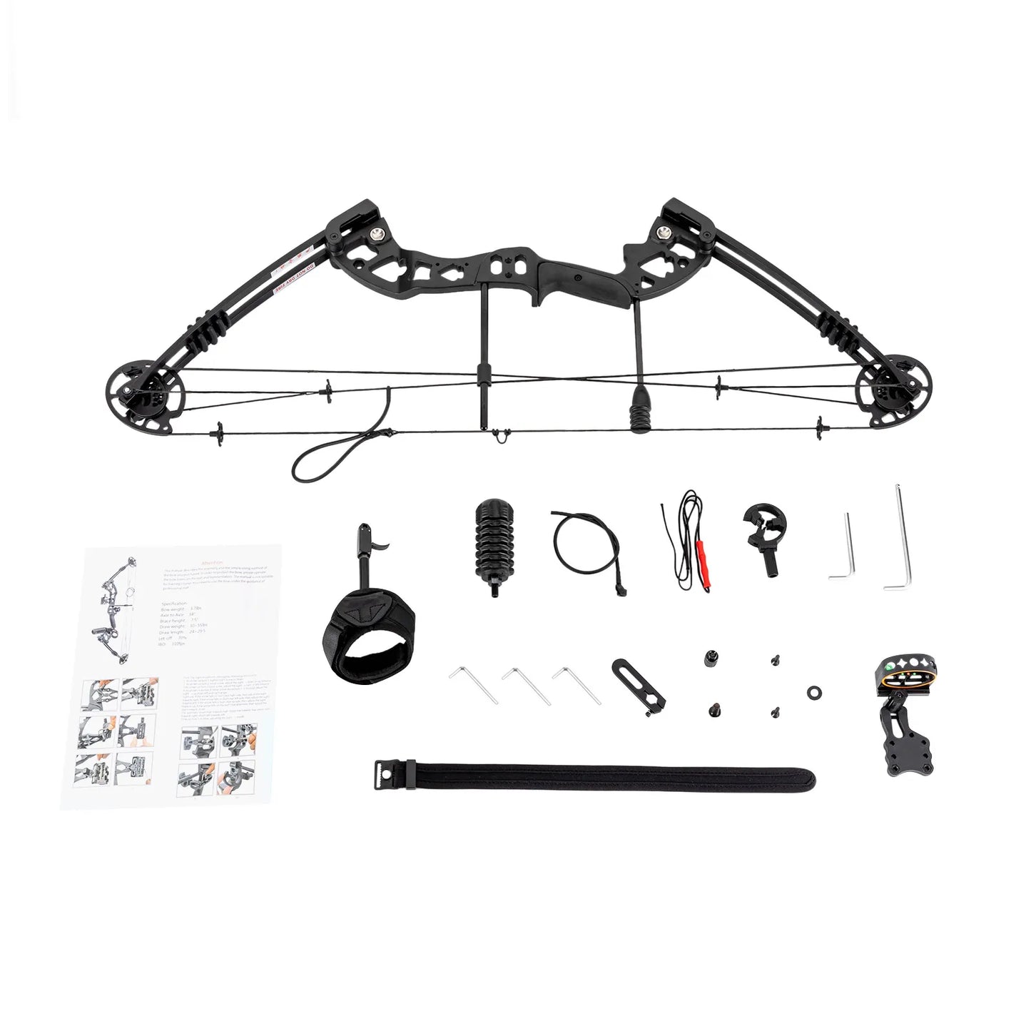 30-55 lbs Adult Compound Bow Complete Set - Adjustable Draw, 3-Pin Sight, 12 Arrows