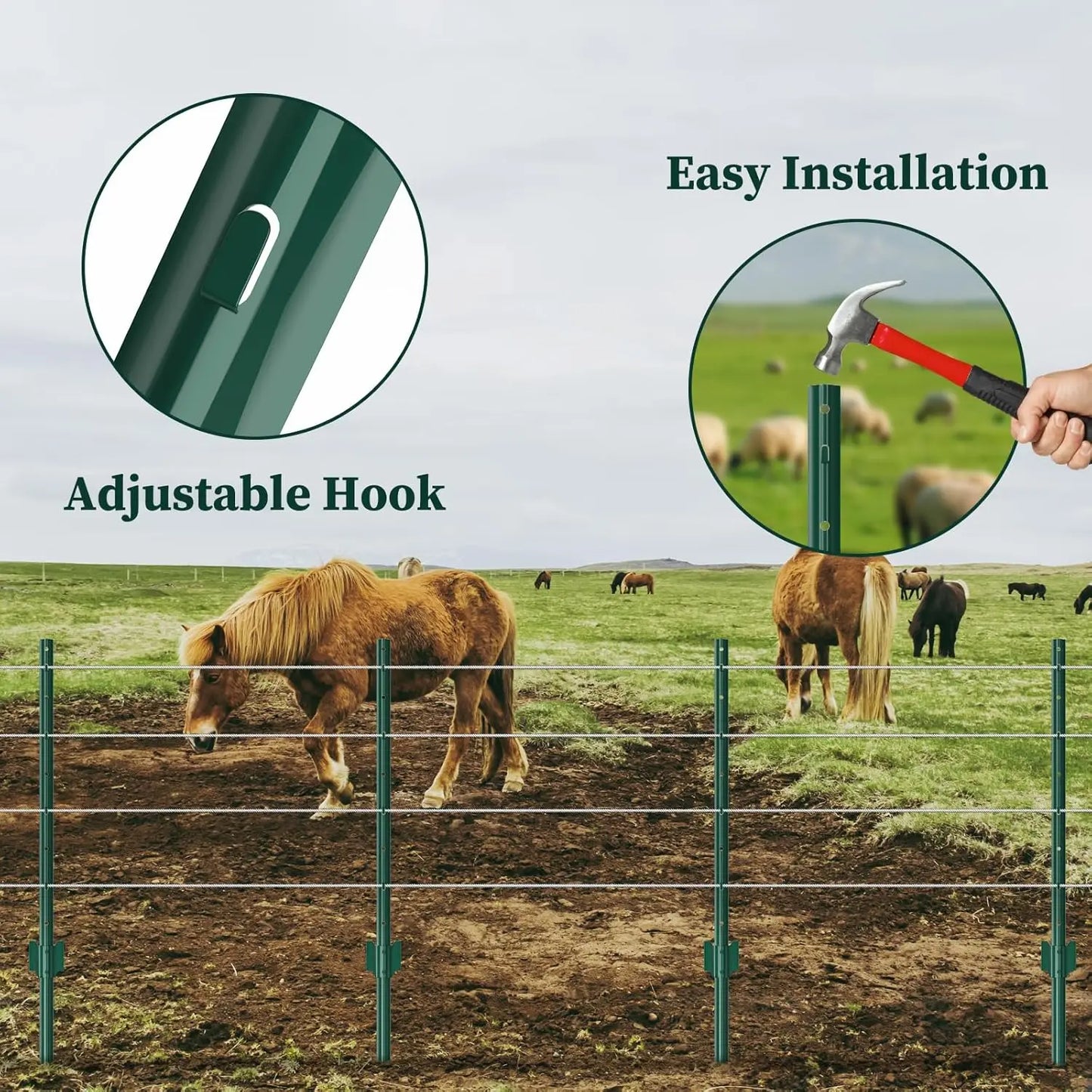 Heavy-Duty Metal U-Post Garden Fence Stakes | 4 ft | No-Dig | StriveRiseFit
