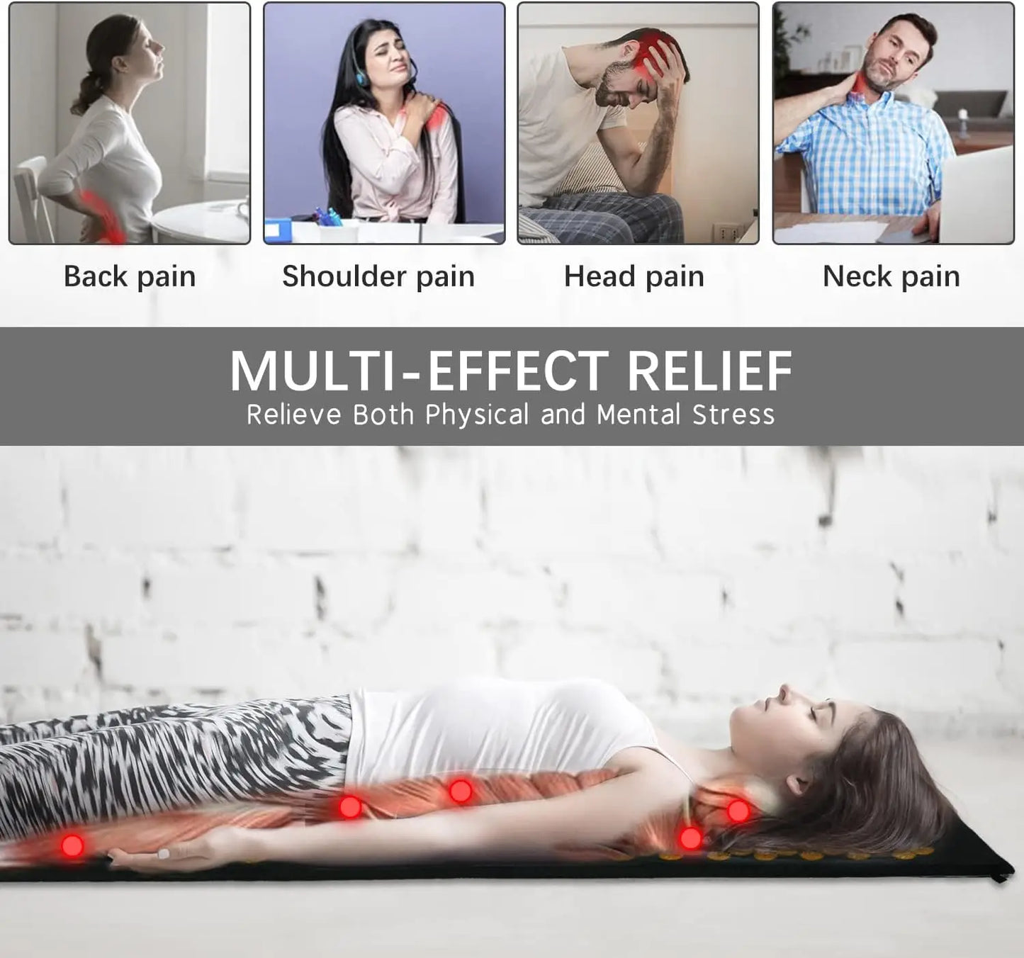 Extra Long Acupressure Mat & Pillow Set 72"x16", 12,000+ Spikes & Magnetic Therapy | StriveRiseFit