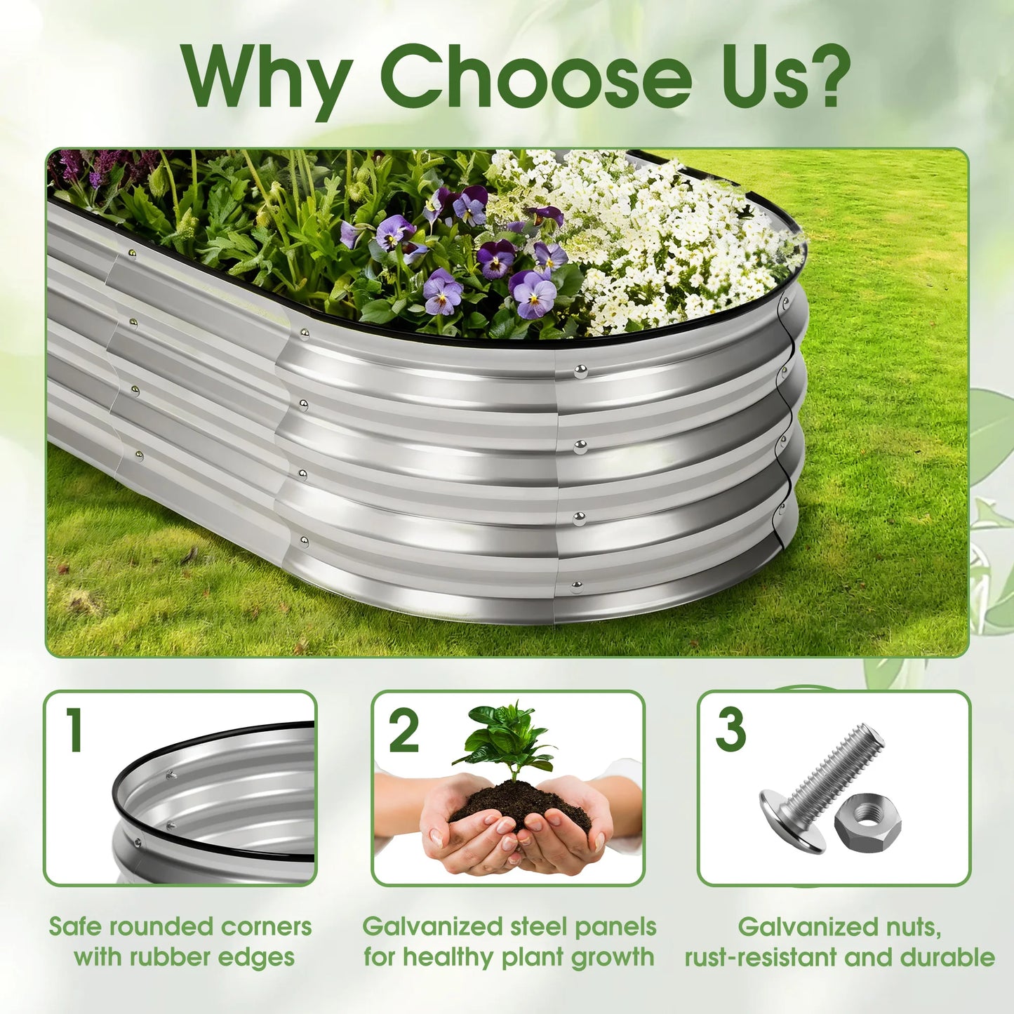 Metal Raised Garden Bed | 8x4x1 ft | Galvanized Steel | Open Bottom | StriveRiseFit