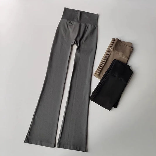 Seamless Flare Leggings Yoga Pants Women Bell-bottoms Yoga Trousers High Waist Fitness Pants High Elastic Gym Tight Sports