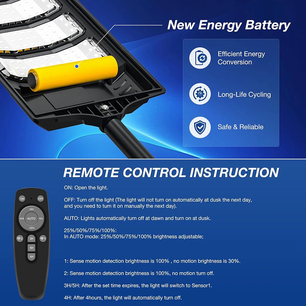 Solar LED Street Light | 192 LEDs | Motion Sensor | IP65 | 1 or 2-Pack | StriveRiseFit