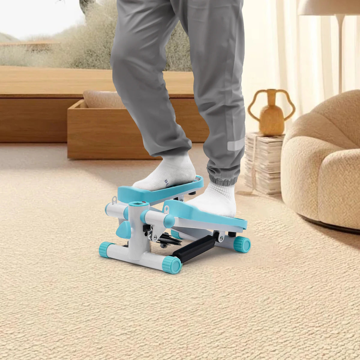 Mini Hydraulic Stepper with Resistance Bands LED Monitor 330 lb Capacity | StriveRiseFit