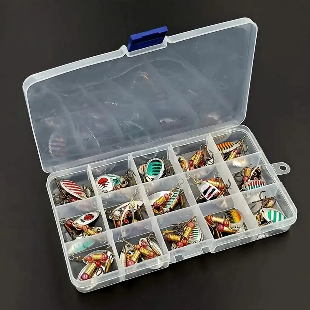 JOCESTYLE 30-Pack Metal Spoon Spinner Lures with Treble Hooks - Bass, Trout, Perch & Pike
