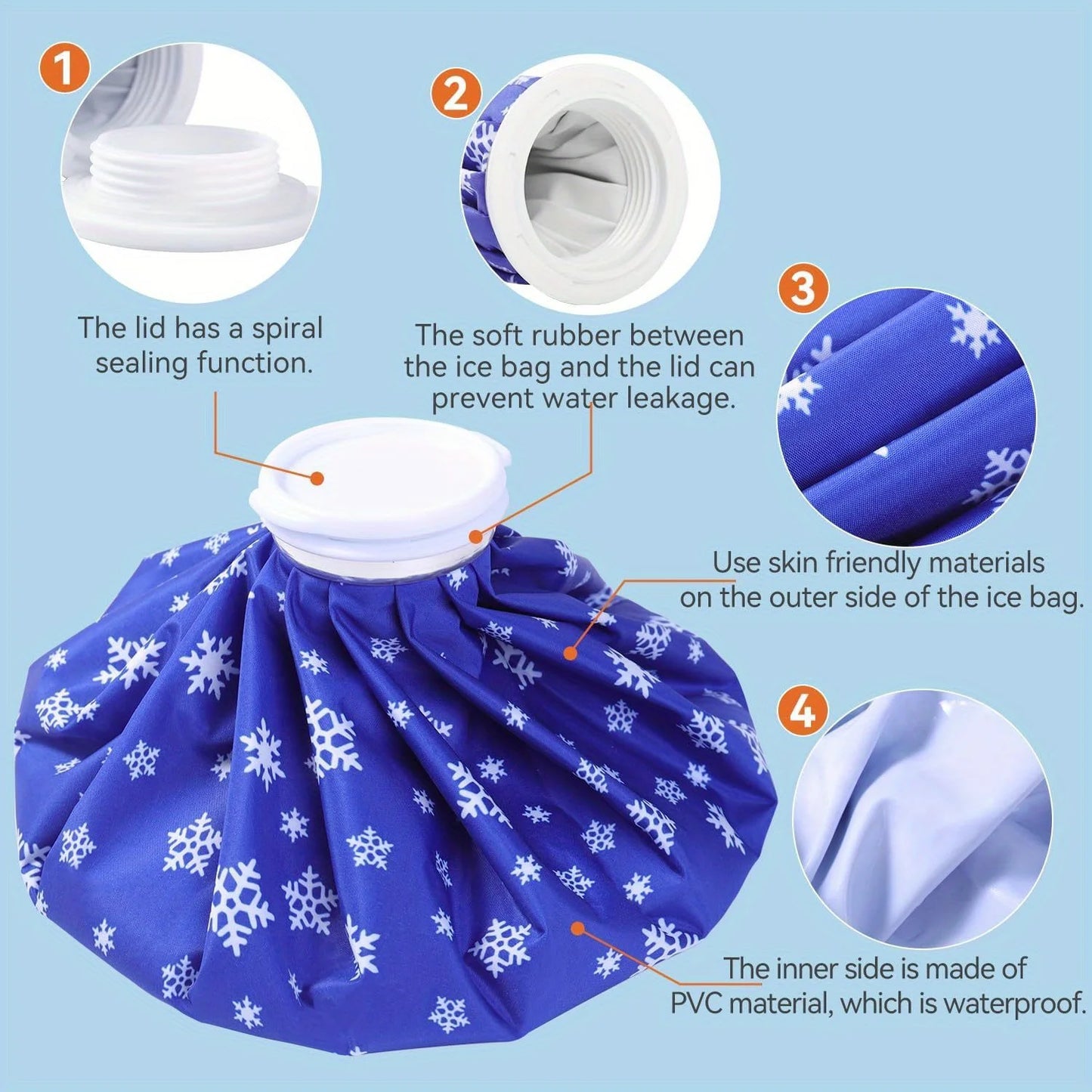 Reusable Ice Bag Set | Hot & Cold Therapy, 3 Sizes (6", 9", 11"), Compression Wrap Included