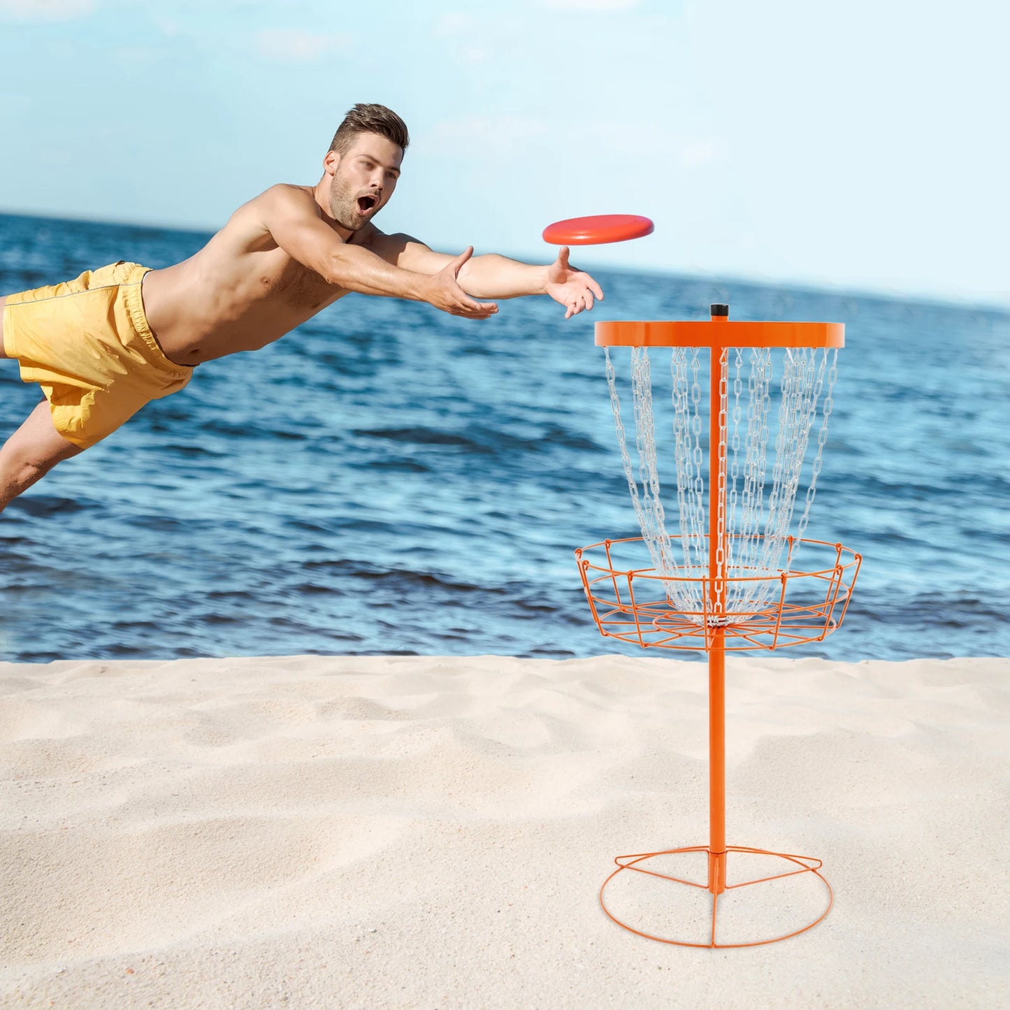 Portable Disc Golf Basket with 24 Chains, Freestanding Training Target | StriveRiseFit