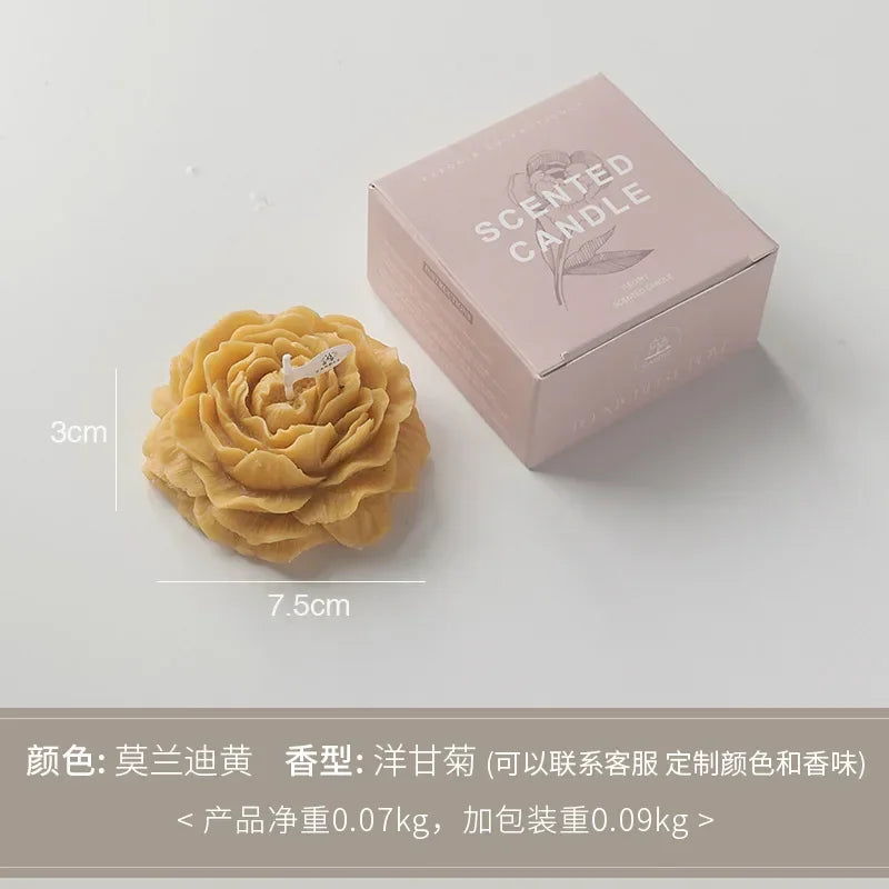 3D Peony Flower Shaped Scented Soy Wax Candle Gift 7 Scents | StriveRiseFit